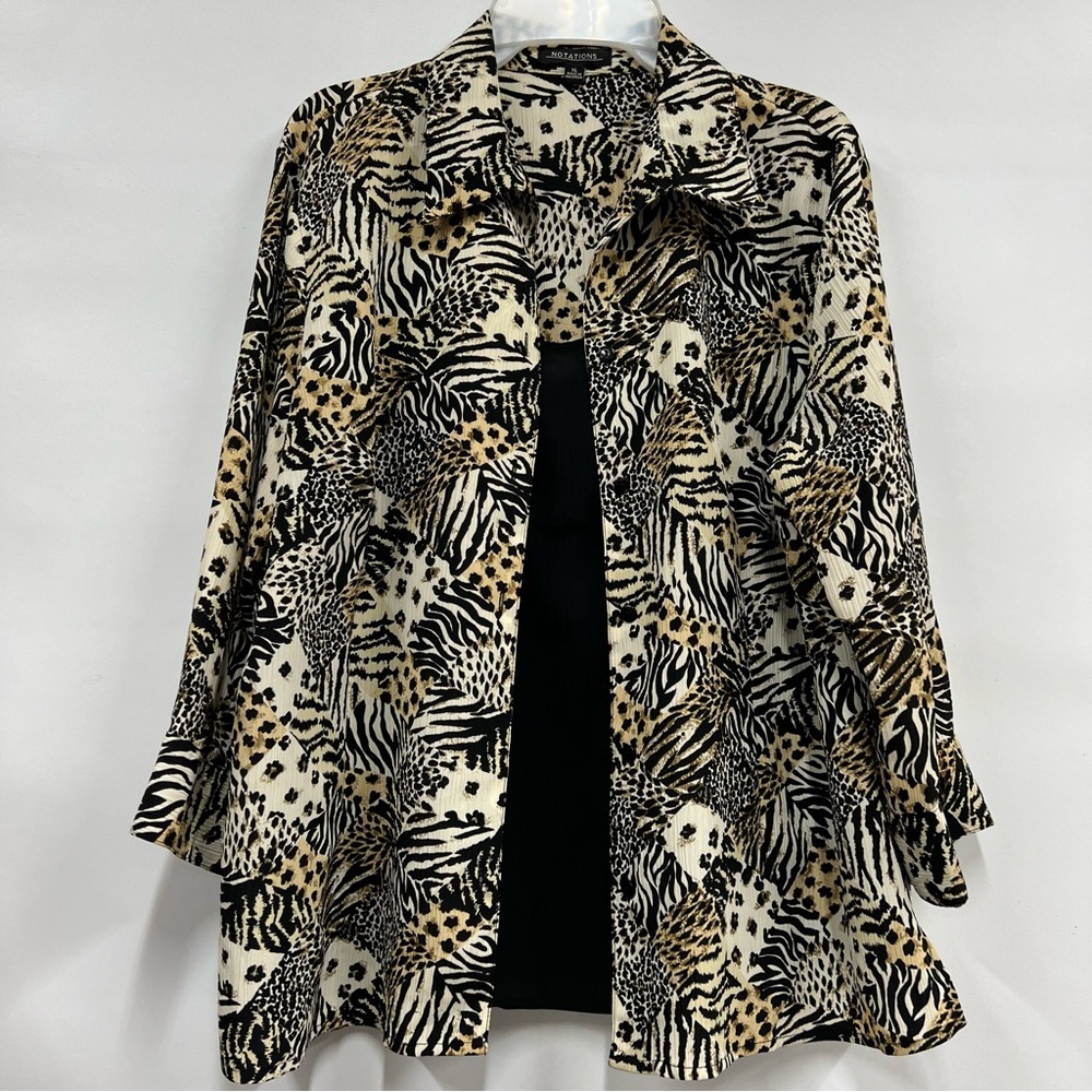 Notations Animal Print Button Down Leopard Tiger … - image 1